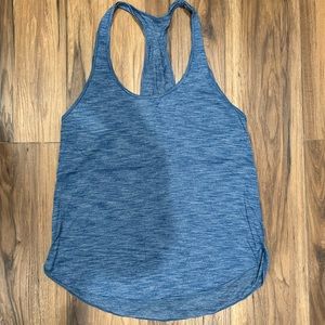 Lululemon women’s size 8 marled blue racer back workout tank top loose fit flowy